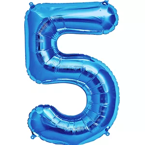 بادکنک فویلی عددی ساده آبی عدد پنج