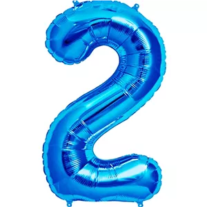 بادکنک فویلی عددی ساده آبی عدد دو