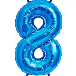 بادکنک فویلی عددی ساده آبی عدد هشت