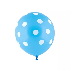 بادکنک خالدار آبی روشن خال سفید 12 اینچ