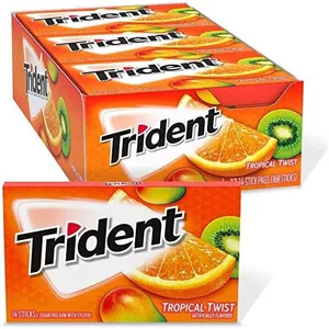 آدامس تریدنت TRIDENT با طعم میوه های استوایی کارتن 12 عددی