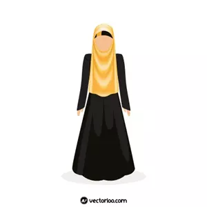 وکتور لباس و عبا زنانه حجاب کامل مشکی و زرد 1