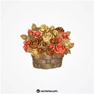 وکتور سبد گل رز کلاسیک در سه رنگ 1