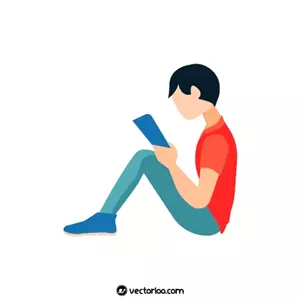 وکتور مرد در حال مطالعه نشسته روی زمین 1