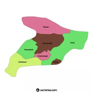 وکتور نقشه استان البرز انگلیسی 1