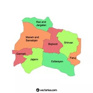 وکتور نقشه استان خراسان شمالی انگلیسی 1