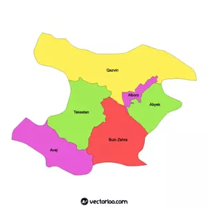 وکتور نقشه استان قزوین انگلیسی 1