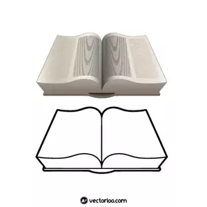 وکتور کتاب قطور باز در دو طرح کامل و خط دور سیاه 1