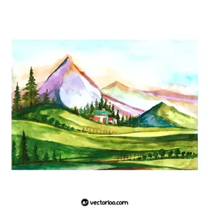 وکتور کوهستان و جنگل و دشت بی نظیر آبرنگ 2