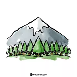 وکتور کوه و جنگل کارتونی آبرنگ 1