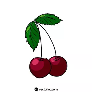 وکتور آلبالو کارتونی رسم دست با خط دور سیاه 1