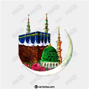وکتور کعبه و مسجدالحرام آبرنگ 1