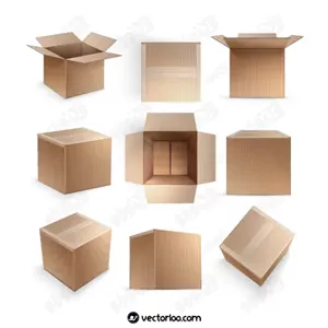 وکتور موکاپ باکس کارتونی در نه حالت 1