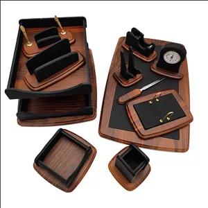 ست مدیریتی 8012 پدیده 12 پارچه قهوه ای کلیاف مشکی