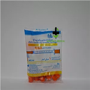 سرنگ انسولین یکپارچه آوا 31G×8mm 1cc | سوزن ثابت و ظریف