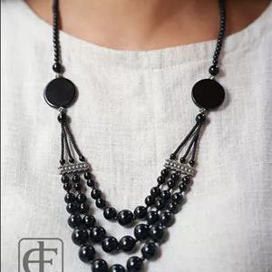 گردنبند سنگ اونیکس مدل سنتی کد 3066