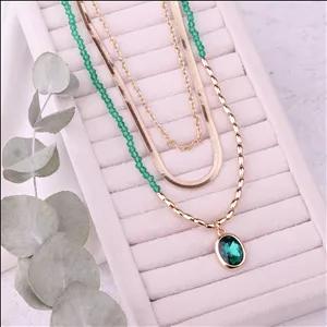 گردنبند سه لاین  تیتانیوم با بند مهره