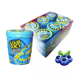 پاستیل ماری شکری با سس ترش sour juicy بسته 6 عددی طعم بلوبری
