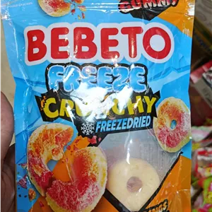 پاستیل ببتو حلقه هلو ترد فریز درای ۳۵ گرمی bebeto peach rings freeze crunchi