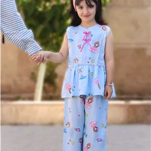 ست تاپ و شلوار راحتی بچه گانه دخترانه ۲ تا 10 سال طرح های متنوع