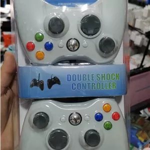 پک دوتایی دسته بازی سیمی شوک‌دار طرح ایکس‌باکس 360 (Double Shock Controller)، رنگ سفید-طوسی