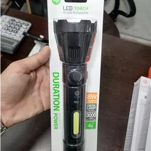 چراغ قوه زوم‌دار 8 وات DP مدل DP-9192A سایز متوسط با چراغ جانبی 5 وات |عمده و تک