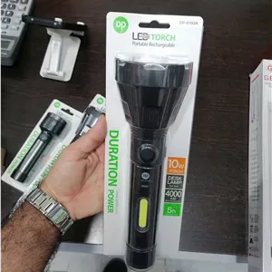 چراغ قوه زوم‌دار 10 وات DP مدل DP-9193A سایز بزرگ با چراغ جانبی 5 وات |عمده و تک
