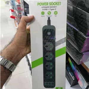 چندراهی برق هوشمند حرفه‌ای اورجینال DKAY با ۴ پریز و ۳ پورت USB Type-C |اورجینال(عمده و تک)