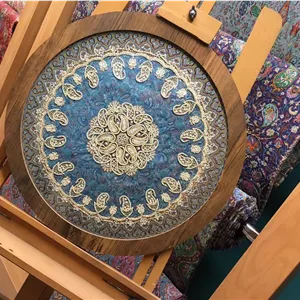تابلو سرمه دوزی روی ترمه ابریشم مدل فیروزه
