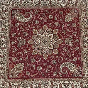 رومیزی ترمه ابریشم اصل طرح بهار رنگ زرشکی
