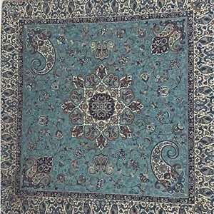 رومیزی ترمه ابریشم اصل سایز 75*75 طرح بهار رنگ آبی 2