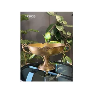 کشکول متوسط پایه بلند برنجی هندی طرح ورساچه کد 173033 versace