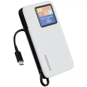 مودم همراه و پاوربانک PD و فست شارژ PORODO 4G/LTE 10000mAh 20W مدل PDPBFCH087WH - سفید (گارانتی یکساله شرکتی)