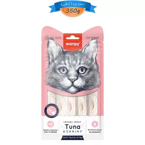 بستنی گربه ونپی طعم ماهی تن و میگو (25عددی) وزن 350 گرم Wanpy Creamy Treat
