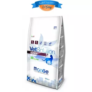 غذای خشک گربه بالغ مونژه طعم مرغ مدل هپاتیک برای مشکلات کبد وزن 1/5 کیلوگرم Monge VetSolution Hepatic