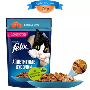 پوچ گربه فلیکس طعم ماهی قزل آلا در ژله وزن 75 گرم کد 103126 Felix Cat Pouch