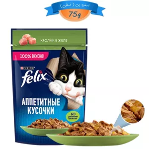 پوچ گربه فلیکس طعم خرگوش در ژله وزن 75 گرم کد 103127 Felix Cat Pouch