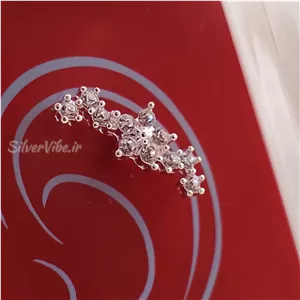 پیرسینگ گوش نقره زنانه | طرح ردیف ستاره ای | برند اکسسوریز