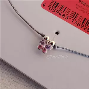 دستبند نقره دخترانه طرح پروانه نگین دار با بند قابل تنظیم | برند Six