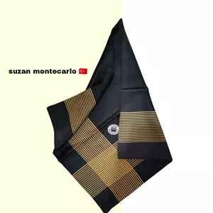 روسری ترک Suzan Montecarlo 2025 – شیک و مجلسی با حاشیه طلایی