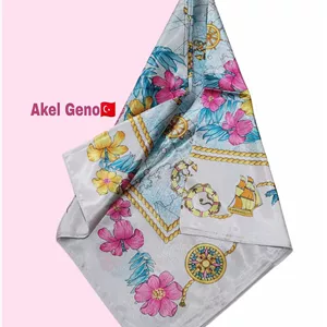 روسری ترک Akel Geno 2025 – شیک، خاص و کمیاب با طرح گل و اقیانوس