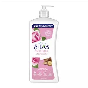 لوسیون بدن سنت ایوز ST. Ives Smoothing حاوی عصاره گل رز و روغن آرگان حجم 621 میل