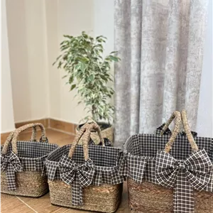 سبد حصیری پیک نیک مدل پاپیونی