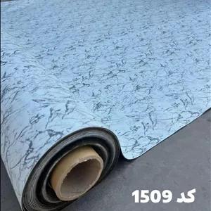 کفپوش موکتی طرح سنگ کد 1509 رنگ سفید رگه مشکی