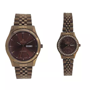 ست ساعت مچی عقربه ای نوادا قهوه ای مدل 1355G