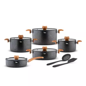 سرویس قابلمه تیارا ۱۲ پارچه طرح چوب (مشکی )