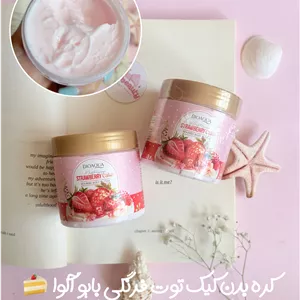 کره بدن کیک توت فرنگی حجم ۲۰۰ گرم مرطوب‌کننده عمیق و رایحه توت فرنگی