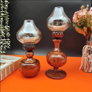 جا شمعی چوبی طرح شقایق