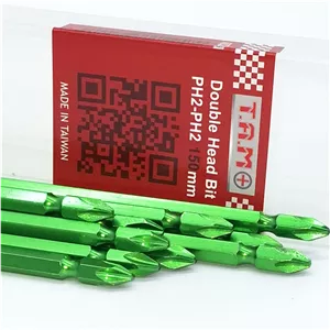 نوک پیچ گوشتی 15 سانت  دو طرف چهارسو سبز PH2-PH2-150mmL  تایوانی برند TAM
