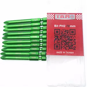 نوک پیچ گوشتی 7 سانت  یک طرف چهارسو سبز  PH2-70mmL  تایوانی برند TAM